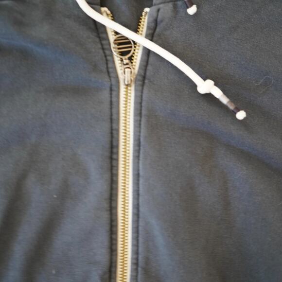 Marine Layer Full Zip Hoodie Womens Small Black Charcoal Long Sleeve Drawstring - Picture 6 of 10